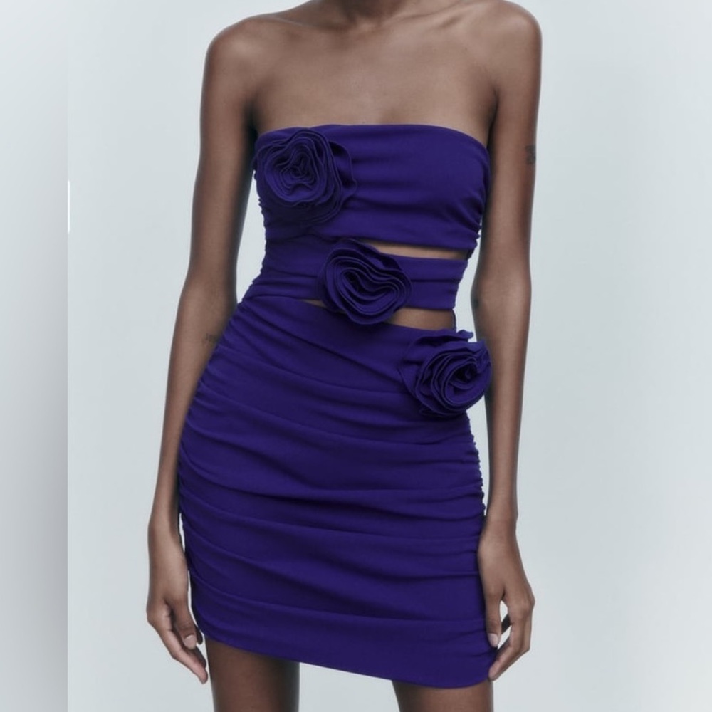 Zara Roses & Cut Outs Mini Party Dress - Picture 3 of 11